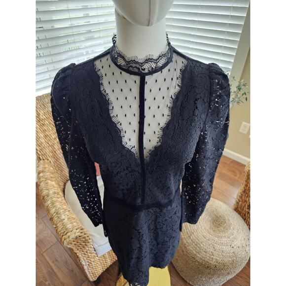 Express Lace Mock Neck Dress Women's Size 6 NWT Black Whimsygoth Cocktail Party - Picture 2 of 11